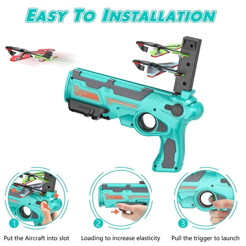 Airplane Launcher Toy Children Throwing Foam Plane Flight Mode Catapult Plane for Kids Boys Outdoor Sport Flying Toys Gifts Leedoar