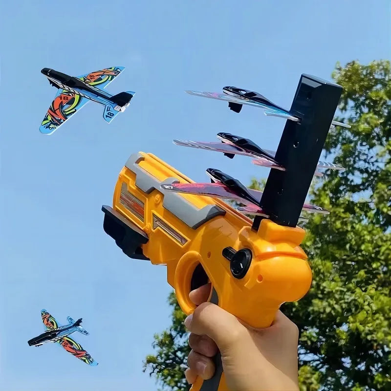 Airplane Launcher Toy Children Throwing Foam Plane Flight Mode Catapult Plane for Kids Boys Outdoor Sport Flying Toys Gifts Leedoar