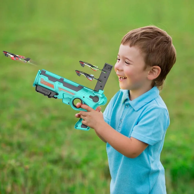 Airplane Launcher Toy Children Throwing Foam Plane Flight Mode Catapult Plane for Kids Boys Outdoor Sport Flying Toys Gifts Leedoar