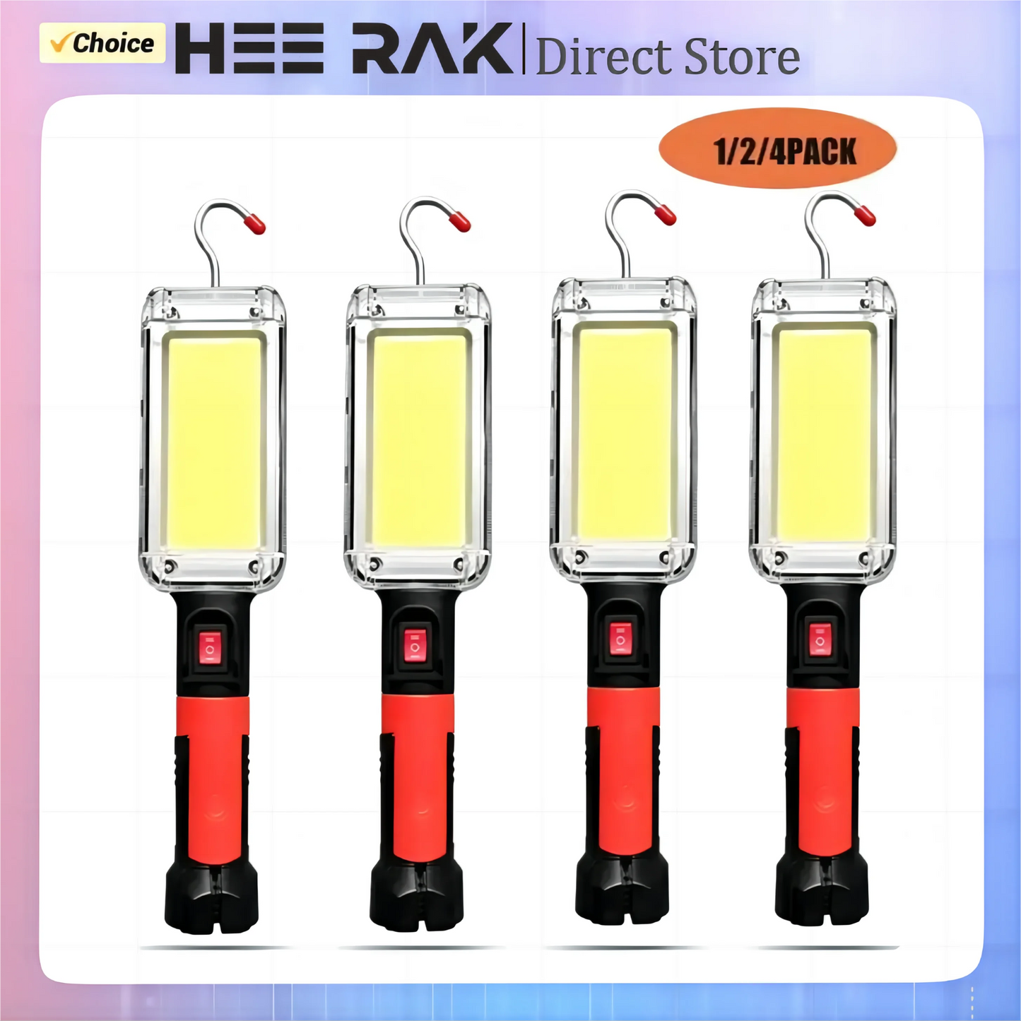 AliExpress Collection 1pcs USB Rechargeable COB Work Light Portable LED Flashlight 18650 Adjustable 2Mode Waterproof Magnet Leedoar