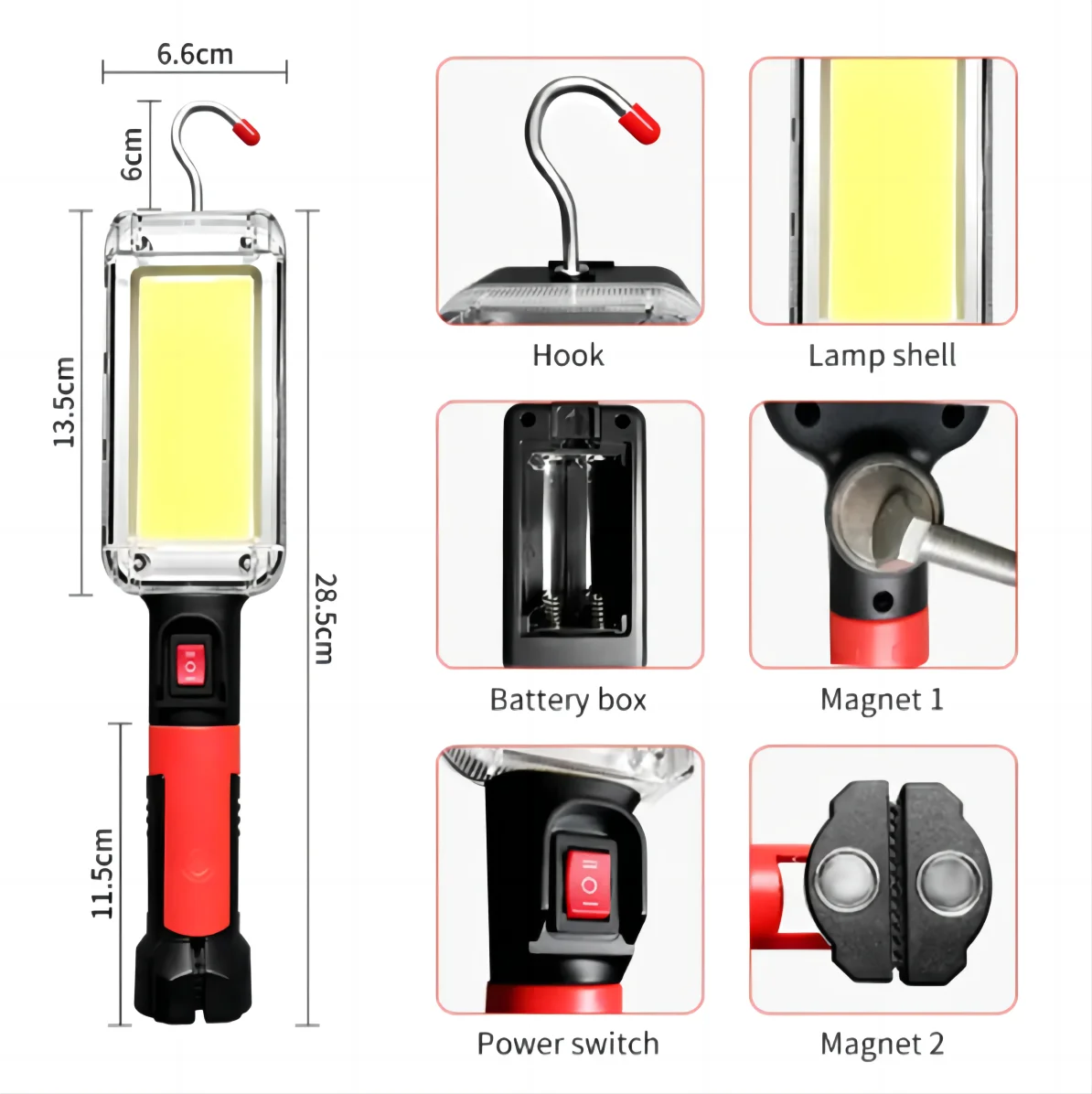 AliExpress Collection 1pcs USB Rechargeable COB Work Light Portable LED Flashlight 18650 Adjustable 2Mode Waterproof Magnet Leedoar