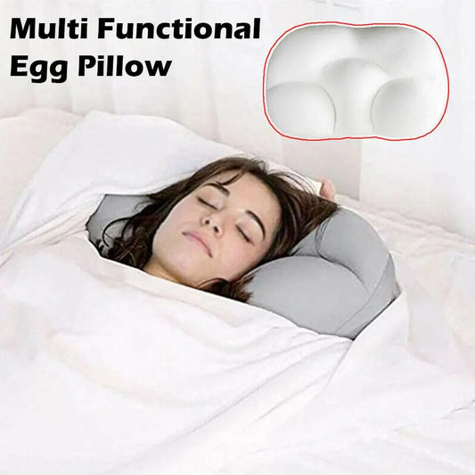 Almohada para dormir con forma de huevo, almohada ortopédica suave de espuma viscoelástica para el cuello, almohada 3D con microesferas de aire para aliviar el dolor y un sueño profundo 