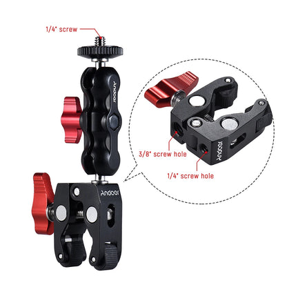 Andoer Multi-function Ball Head Clamp Ball Mount Clamp Arm Super Clamp with 1/4-20 Thread for GPS Phone LCD/DV Monitor LED Video Leedoar