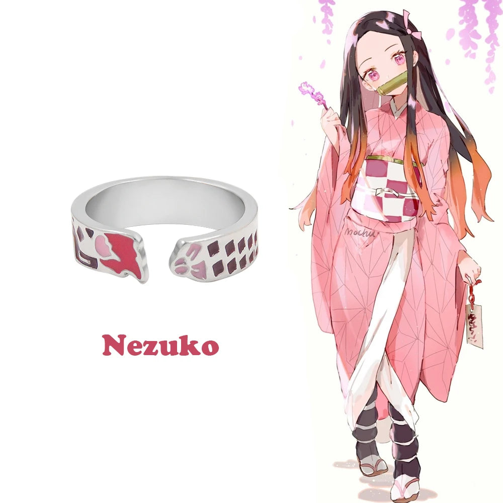 Anillo de Anime Demon Slayer Kimetsu No Yaiba Tanjirou Mitsuri Tokitou Muichirou, anillos de dedo ajustables para mujeres y hombres, joyería 