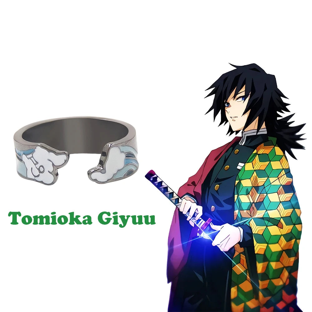 Anillo de Anime Demon Slayer Kimetsu No Yaiba Tanjirou Mitsuri Tokitou Muichirou, anillos de dedo ajustables para mujeres y hombres, joyería 