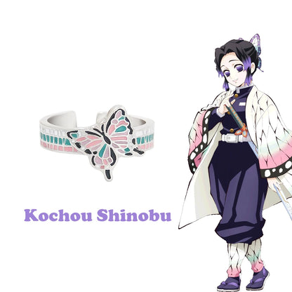 Anillo de Anime Demon Slayer Kimetsu No Yaiba Tanjirou Mitsuri Tokitou Muichirou, anillos de dedo ajustables para mujeres y hombres, joyería 