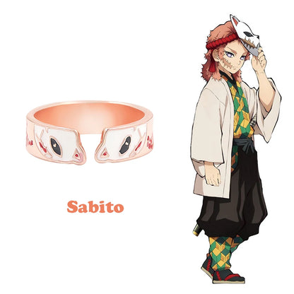 Anillo de Anime Demon Slayer Kimetsu No Yaiba Tanjirou Mitsuri Tokitou Muichirou, anillos de dedo ajustables para mujeres y hombres, joyería 