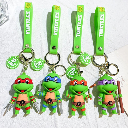 Chaveiro de figura de tartaruga ninja anime tartarugas ninja adolescentes mutantes raphael donatello boneca chaveiro bolsa de chave de carro ornamento presente 