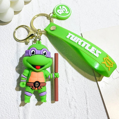 Chaveiro de figura de tartaruga ninja anime tartarugas ninja adolescentes mutantes raphael donatello boneca chaveiro bolsa de chave de carro ornamento presente 