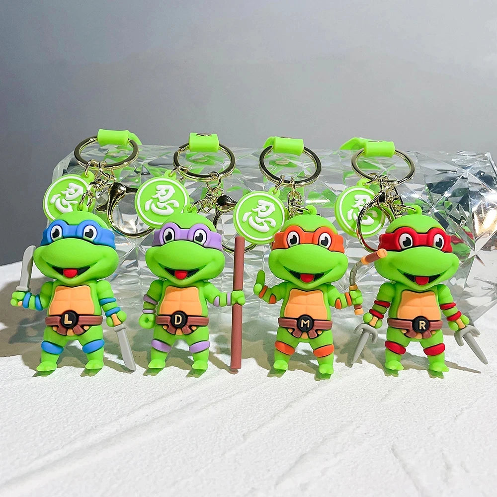 Llavero con figura de Tortuga Ninja de Anime, Tortugas Ninja Adolescentes Mutantes, muñeco de Donatello y Rafael, llavero para llave de coche, adorno para bolso, regalo 