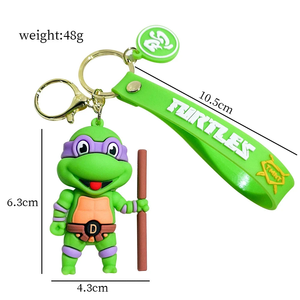 Chaveiro de figura de tartaruga ninja anime tartarugas ninja adolescentes mutantes raphael donatello boneca chaveiro bolsa de chave de carro ornamento presente 