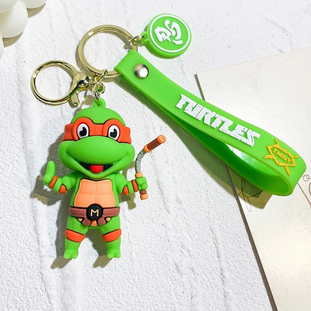 Chaveiro de figura de tartaruga ninja anime tartarugas ninja adolescentes mutantes raphael donatello boneca chaveiro bolsa de chave de carro ornamento presente 