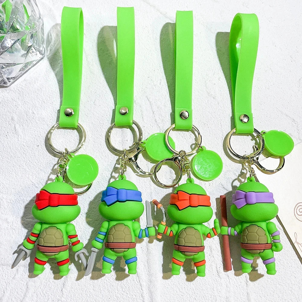 Chaveiro de figura de tartaruga ninja anime tartarugas ninja adolescentes mutantes raphael donatello boneca chaveiro bolsa de chave de carro ornamento presente 