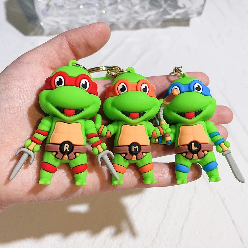 Chaveiro de figura de tartaruga ninja anime tartarugas ninja adolescentes mutantes raphael donatello boneca chaveiro bolsa de chave de carro ornamento presente 