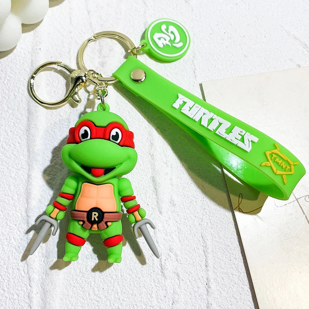 Chaveiro de figura de tartaruga ninja anime tartarugas ninja adolescentes mutantes raphael donatello boneca chaveiro bolsa de chave de carro ornamento presente 