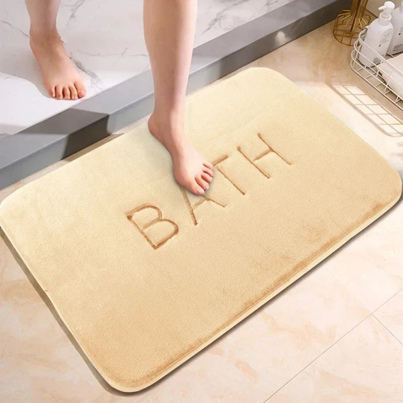 Anti Slip Mat Faux Cashmere Memory Foam Carpet Coral Fleece Super Absorbent Floor Mat Kitchen Living Room Bathroom Leedoar