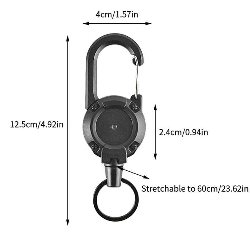 Anti-roubo Metal Fácil de puxar Fivela Corda Elástica Chaveiro Retrátil Chaveiro Anti Perdido Passe de Esqui Cartão de Identificação 