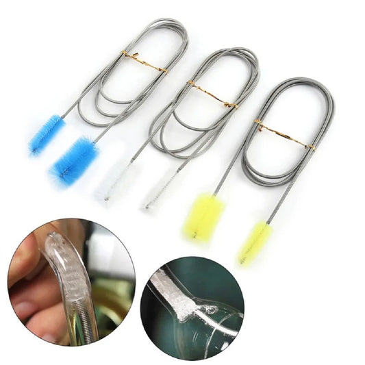 Aquarium Cleaning Brush for Water Filter Pump Lily Pipe Air Tube Hose Stainless Steel Fish Tank Brush Water Pump Accessories Leedoar