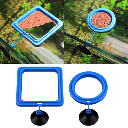 Aquarium Fish Feeding Ring Equipped Suction Cups Portable Circular Square Aquatic Animal Feeder Fish Tank Aquarium Feeding Tools Leedoar