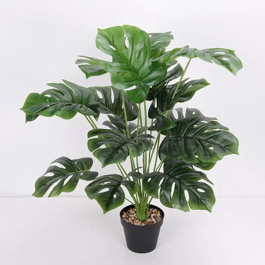 Plantas artificiais Folhas de palmeira verde Monstera Casa Jardim Sala de estar Quarto Varanda Decoração Tropical Plástico Planta falsa Longa 