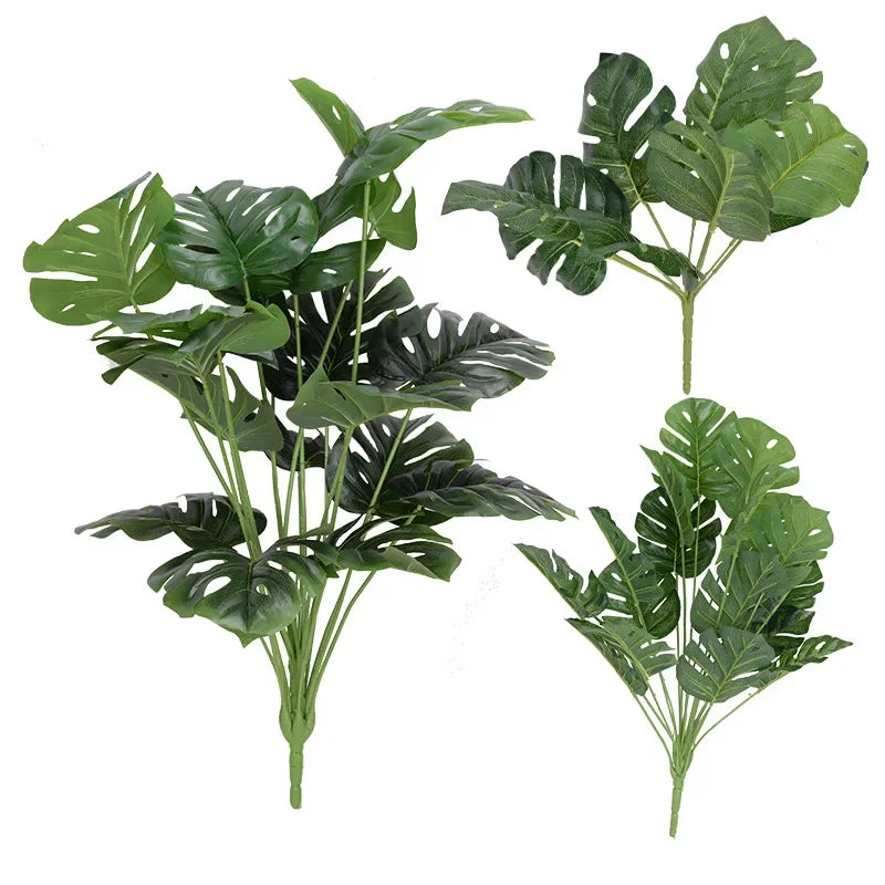 Artificial Plants Green Palm Leaves Monstera Home Garden Living Room Bedroom Balcony Decoration Tropical Plastic Fake Plant Long Leedoar