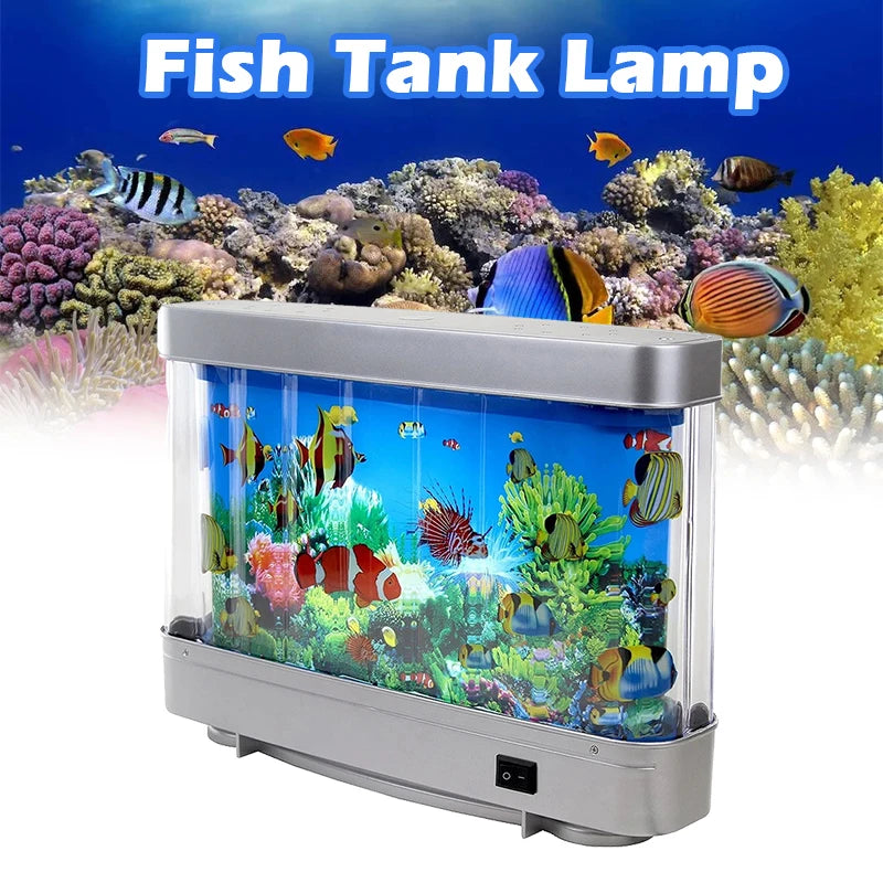 Artificial Tropical Fish Tank Lamps Aquarium Decorative Night Light Virtual Ocean Dynamic LED Table Lamp Cute Room Decor Gift Leedoar