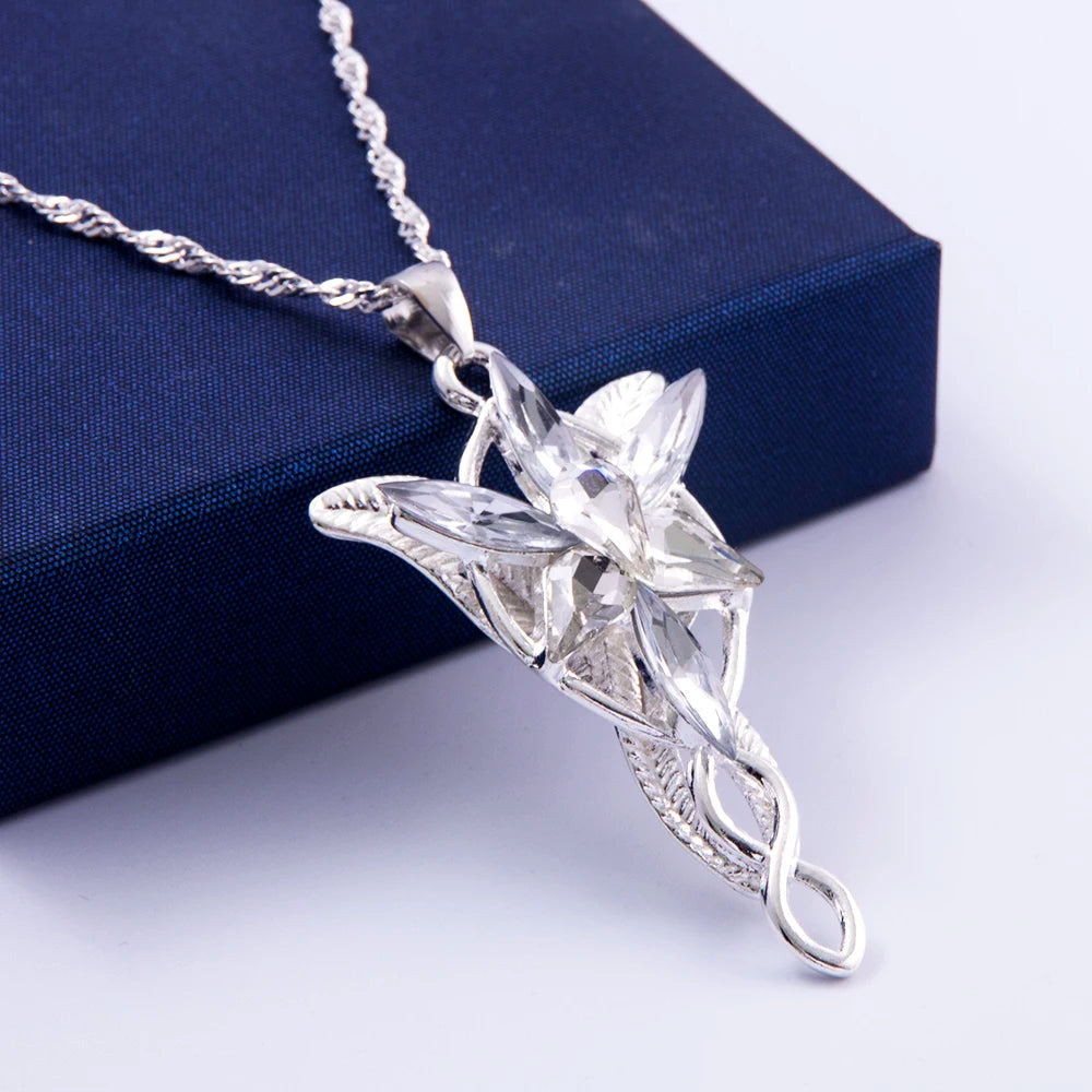 Arwen Evenstar Movie Necklace Silver Color Crystal Pendant Necklaces for Women Girl Party Jewelry Gift Jewelry Leedoar