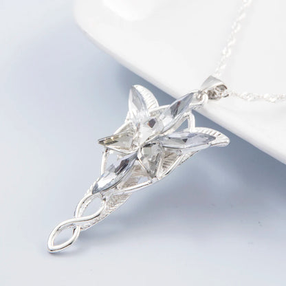 Arwen Evenstar Movie Necklace Silver Color Crystal Pendant Necklaces for Women Girl Party Jewelry Gift Jewelry Leedoar