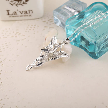 Arwen Evenstar Movie Necklace Silver Color Crystal Pendant Necklaces for Women Girl Party Jewelry Gift Jewelry Leedoar