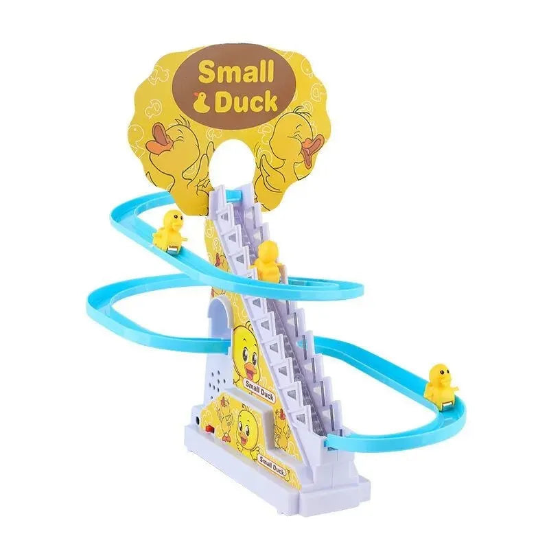 Audible and Visual Little Duck Climbing Stairs, CHILDREN'S Electric Track, Music Little Yellow Duck Sliding Slide Leedoar