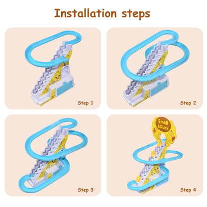 Audible and Visual Little Duck Climbing Stairs, CHILDREN'S Electric Track, Music Little Yellow Duck Sliding Slide Leedoar