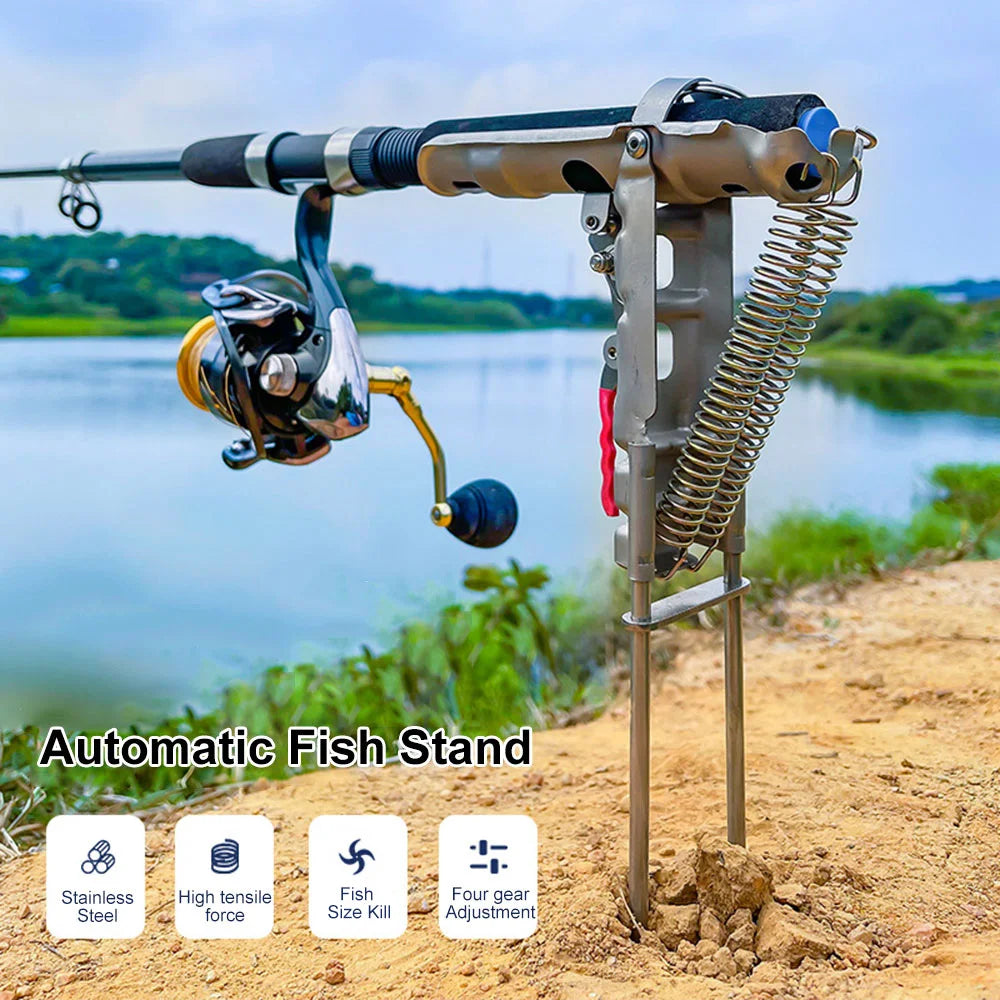 Automatic Fishing Rod Holder Stainless Steel Fishing Rack Tool Adjustable Spring Fishing Bracket Fishing Support Accessories Leedoar