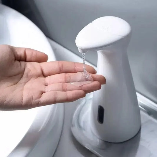 Dispensador automático de jabón con sensor, de color blanco, de alta calidad, ABS, resistente al agua, con sensor de jabón de manos para baño, pieza de mano inteligente 