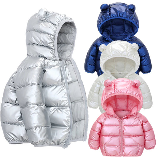 Chaqueta de otoño e invierno para bebés y niños, con orejas bonitas, con capucha, resistente al viento, acolchada, ropa de manga larga para niños de 2 a 6 años