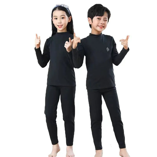 Autumn Winter Thermal Underwear Suit Girls Clothing Sets Boys Pajama Sets Baby No Trace Warm Sleepwear Candy Colors Kids Clothes Leedoar