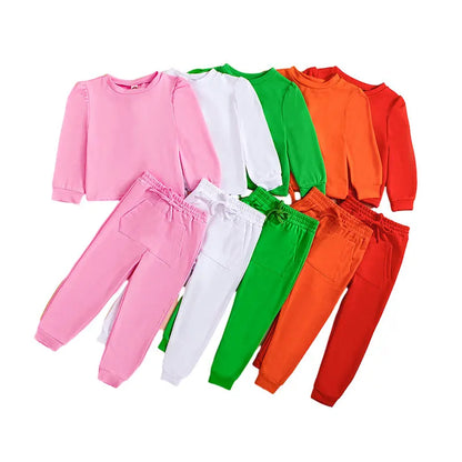 Autumn Winter Toddler Kids Clothes Girls Outfit Long Sleeveless Crop Tops Hoodies+Pants Children Tracksuits Girl Clothing Sets Leedoar