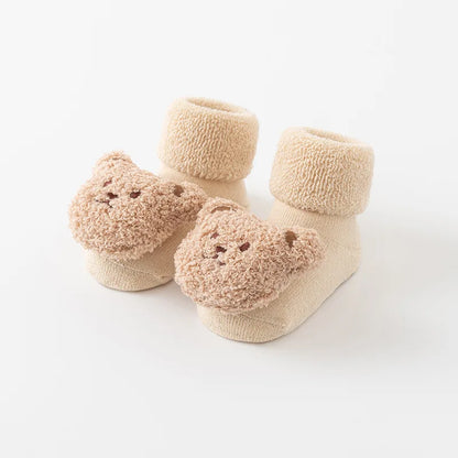 Autumn and Winter Cute Doll Newborn Baby Wool Circle with Wool Thickening Baby Tube Non-slip Glue 0-2YToddler Floor Socks Leedoar