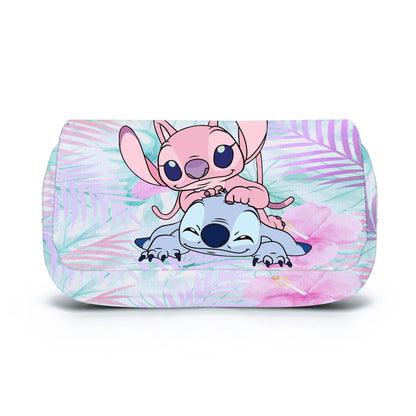 Bolsa para caneta com aba totalmente impressa BANDAI Stitch, caixa de papelaria, desenho animado, grande capacidade, estojo para lápis, bolsas fofas de anime, bolsa escolar para estudantes 