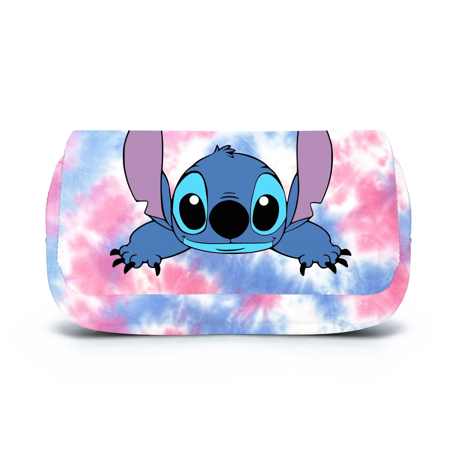 Bolsa para caneta com aba totalmente impressa BANDAI Stitch, caixa de papelaria, desenho animado, grande capacidade, estojo para lápis, bolsas fofas de anime, bolsa escolar para estudantes 