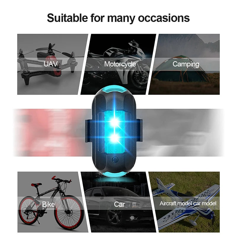 BLALION Motorcycle Light Drone Strobe Light USB LED Anti-Collision Bike Aircraft Night Flying Mini Flashing Warning Signal Light Leedoar