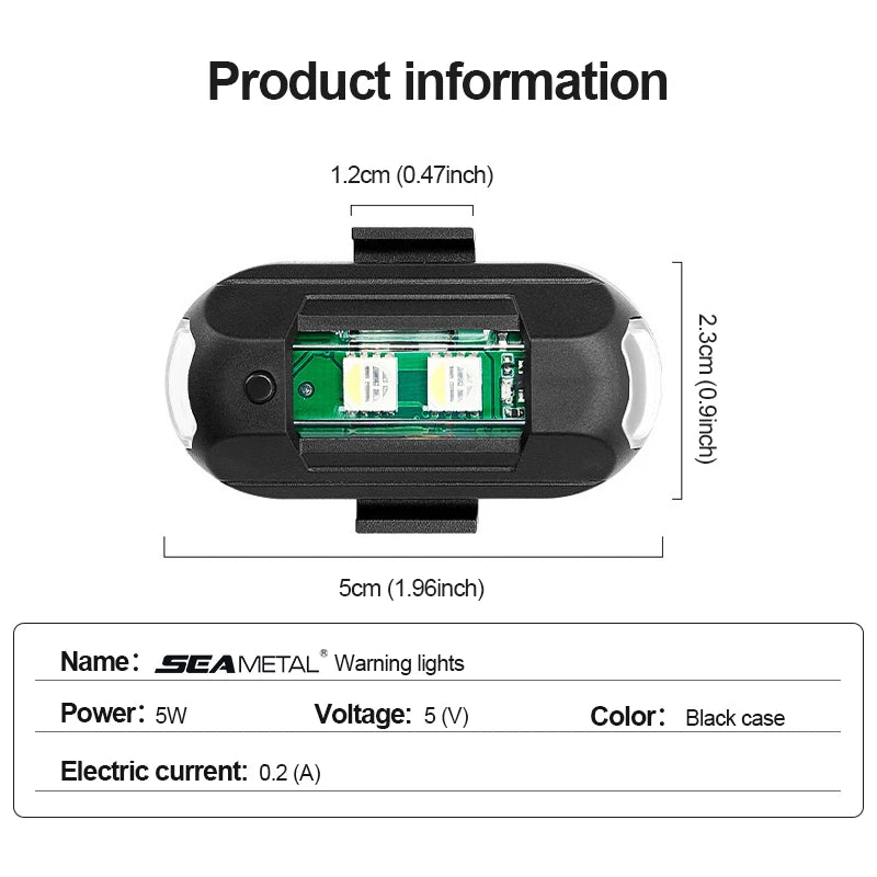 BLALION Motorcycle Light Drone Strobe Light USB LED Anti-Collision Bike Aircraft Night Flying Mini Flashing Warning Signal Light Leedoar