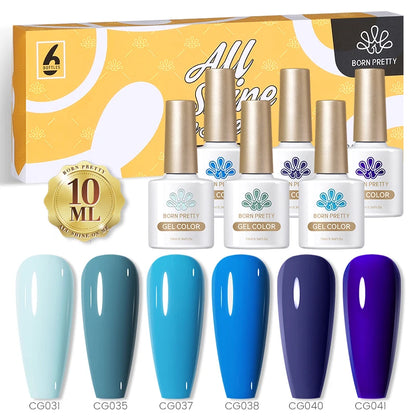 BORN PRETTY 10ML Sea Blue Cat Conjunto de esmaltes em gel magnético 6 frascos Sparking Silver Snowlight Effect Gel UV semipermanente Soak Off 