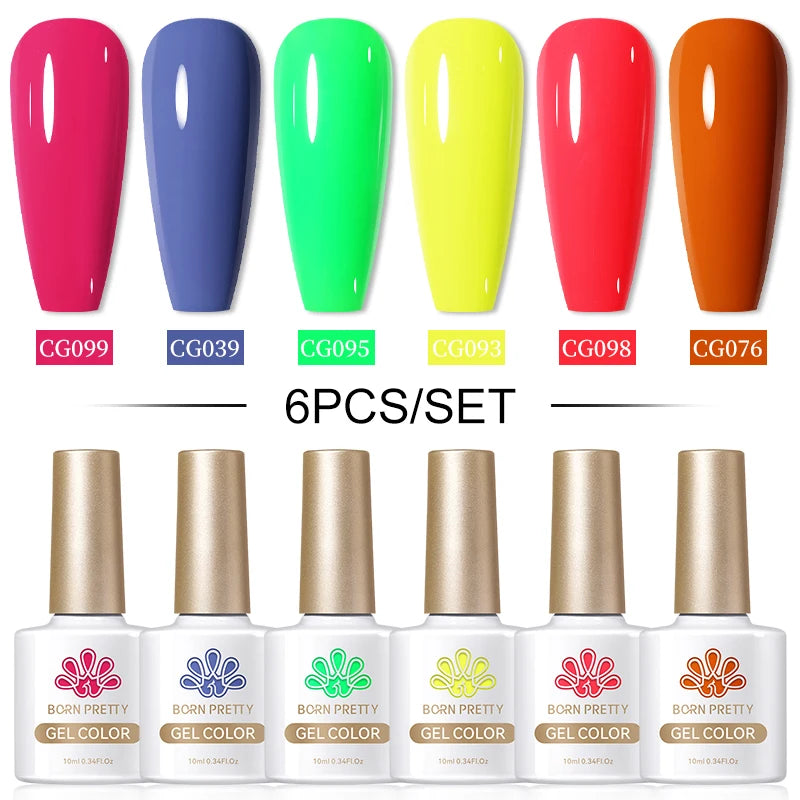 BORN PRETTY 10ML Sea Blue Cat Magnetic Gel Polish Set 6 Bottles Sparking Silver Snowlight Effect Semi Permanent Soak Off UV Gel Leedoar