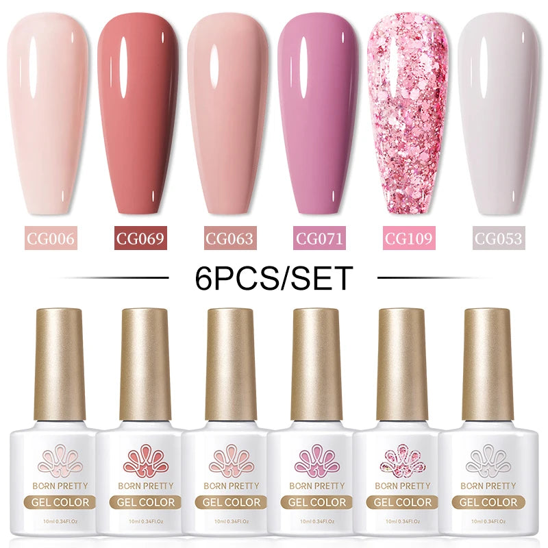 BORN PRETTY 10ML Sea Blue Cat Magnetic Gel Polish Set 6 Bottles Sparking Silver Snowlight Effect Semi Permanent Soak Off UV Gel Leedoar