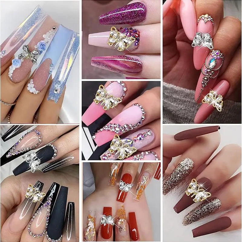 BORN PRETTY 3PCS Rhinestones Glue Gel Set Mirror Nail Powder With Nail Liner Brush UV LED Transparent Adhensive Glue Gel Leedoar