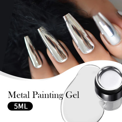 BORN PRETTY Sliver Metal Effect Line Flower Drawing Gel Soak Off Transparent Colors 5g Painting Gel Polish UV Nail Art Gel Varni Leedoar