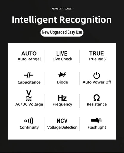 BSIDE Intelligent Digital Multimeter AC DC Voltage Detector Resistance Capacitance HZ Non-Contact Voltage Tester Leedoar