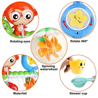 Baby Bath Toy Wall Sunction Cup Track Water Games Children Bathroom Monkey Caterpilla Bath Shower Toy for Kids Birthday Gifts Leedoar