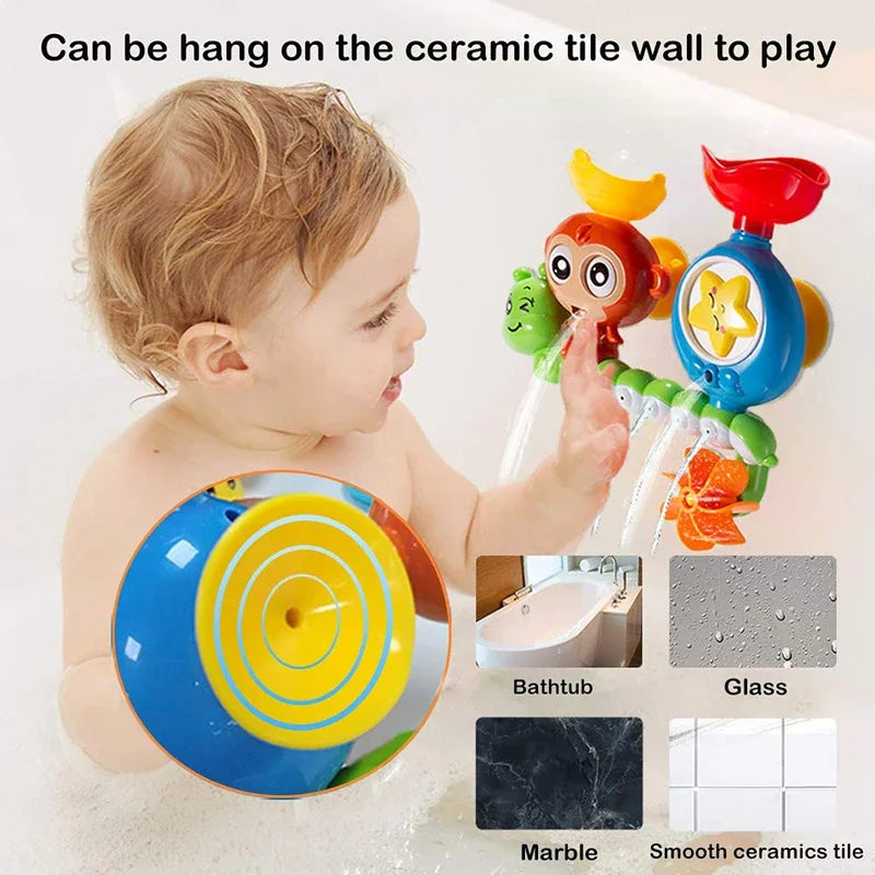 Baby Bath Toy Wall Sunction Cup Track Water Games Children Bathroom Monkey Caterpilla Bath Shower Toy for Kids Birthday Gifts Leedoar