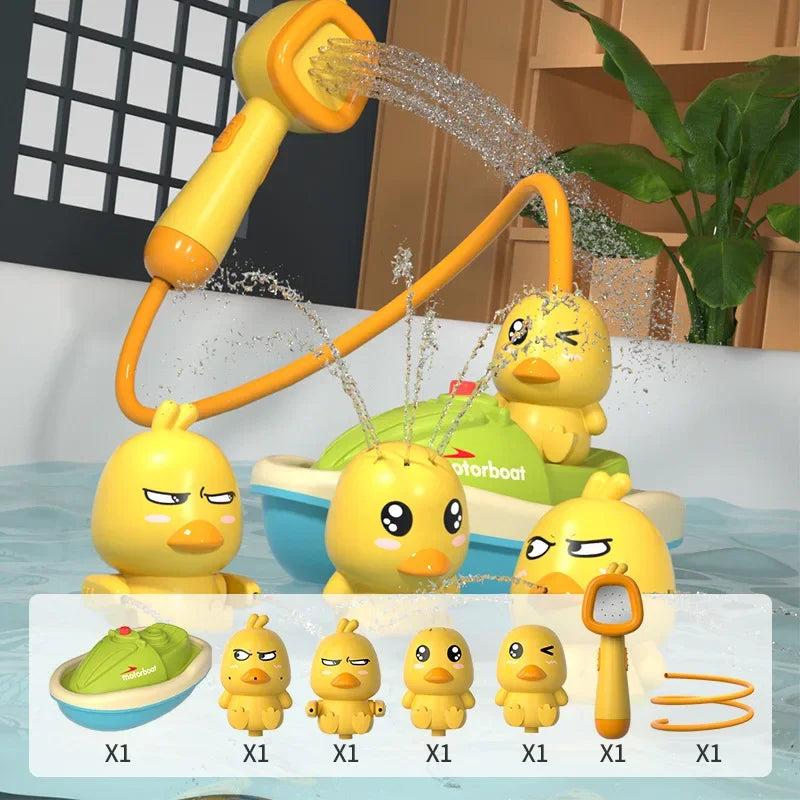 Baby Bath Toys Children Electric Playing Water Little Yellow Duck Shower Newborn Baby Water Spray Toys Boys and Girls Leedoar